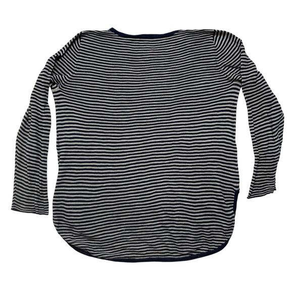 EILEEN FISHER Linen Blend Long Sleeve Top Size Large Womens Blue Tan Stripe - Picture 5 of 9